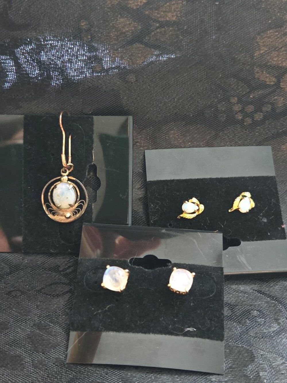 Collection of Vintage 12K & 14K Gold Fire Opals Earring Stude & Pendant